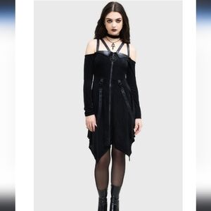 Killstar Black Off-Shoulder Long Sleeve Dress